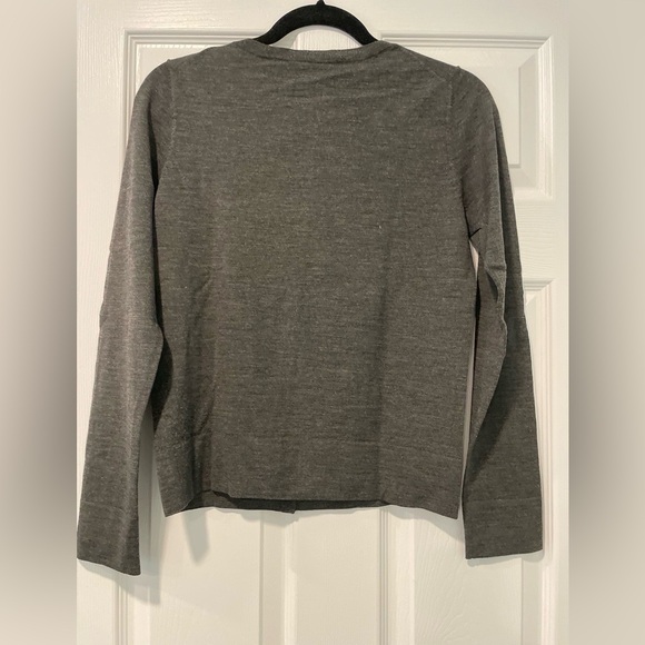 Theory Crew Neck Dark Heather Grey Cardigan | Size Large - Picture 3 of 3